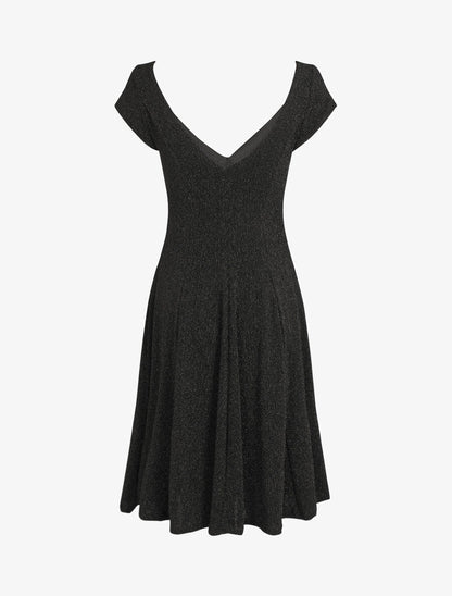 Robe patineuse irisée à col V - Noir - 3