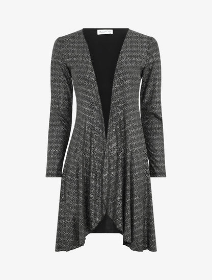 Gilet mi-long à paillettes - Noir - 1