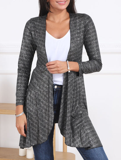 Gilet mi-long à paillettes - Noir - 4