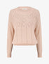 Pull à col rond en maille ajourée - Rose pâle - 1
