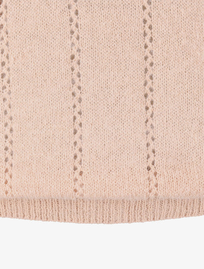 Pull à col rond en maille ajourée - Rose pâle - 3