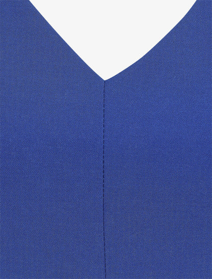 Robe patineuse unie à col V - Bleu roi - 3
