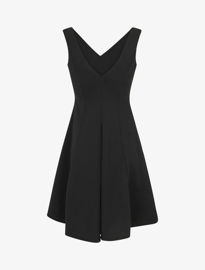 Robe patineuse unie à col V - Noir - 2