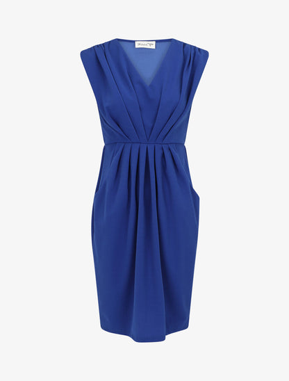 Robe droite effet drapé à col V - Bleu roi - 5
