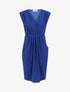 Robe droite effet drapé à col V - Bleu roi - 5