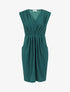 Robe droite effet drapé à col V - Vert sapin - 1