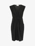 Robe droite effet drapé à col V - Noir - 4