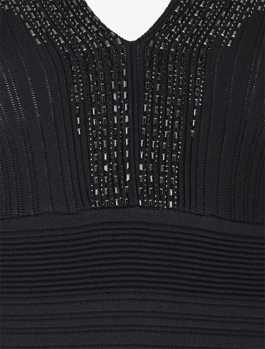 Robe ajustée à perles - Noir - 3