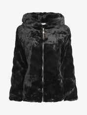 Manteau à capuche en fourrure synthétique - Noir - 4
