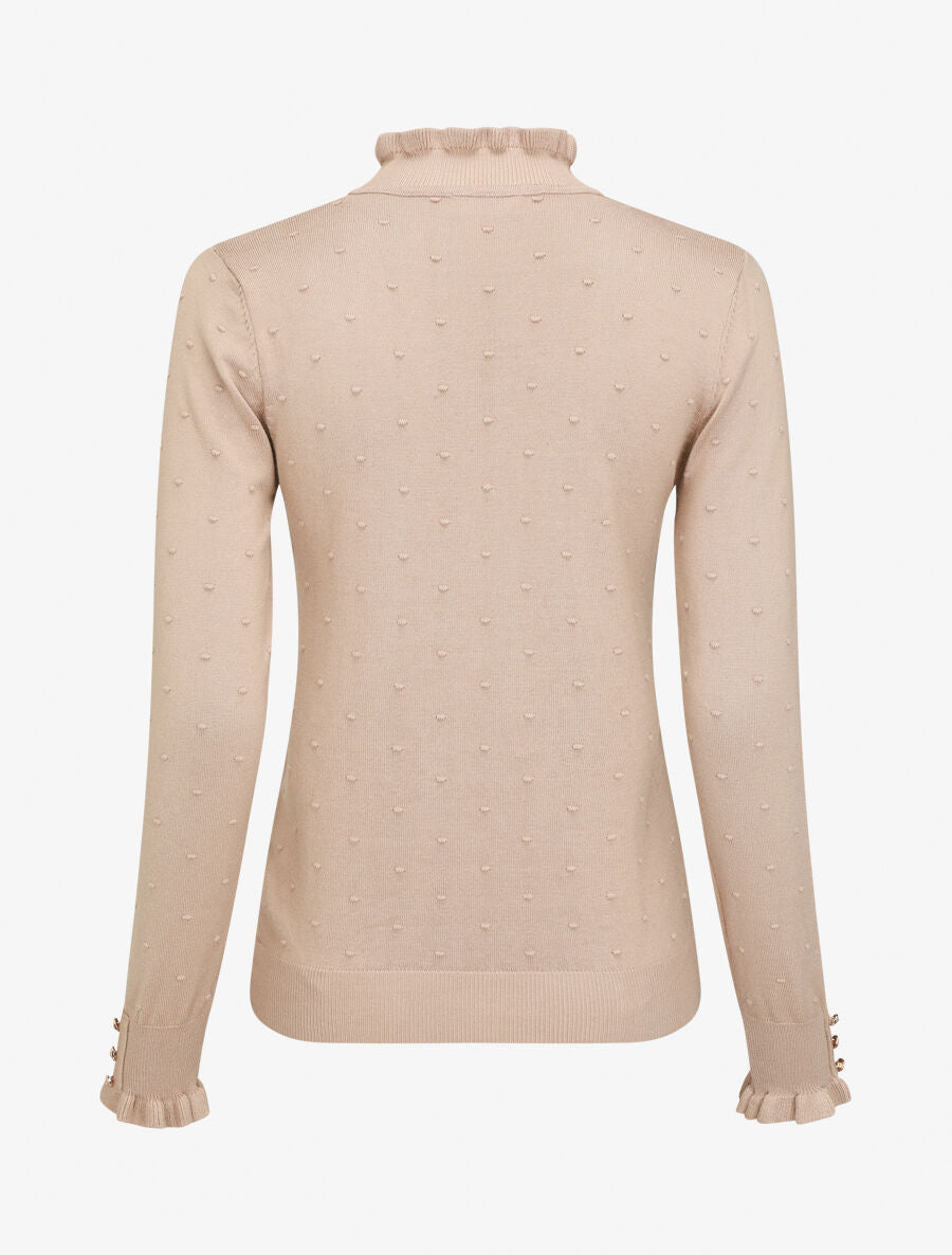 Pull à col montant volanté - Beige - 2