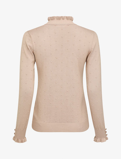 Pull à col montant volanté - Beige - 2