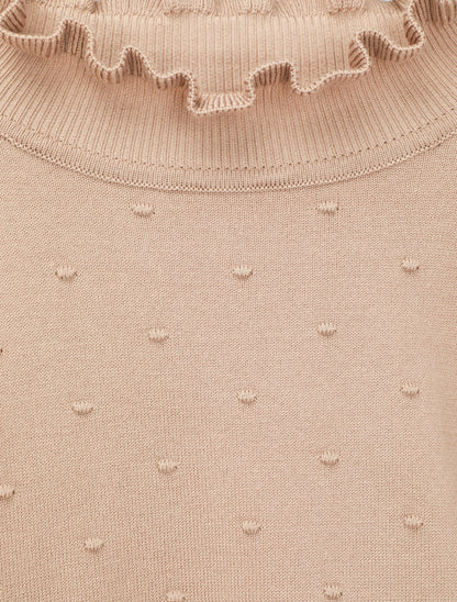 Pull à col montant volanté - Beige - 3
