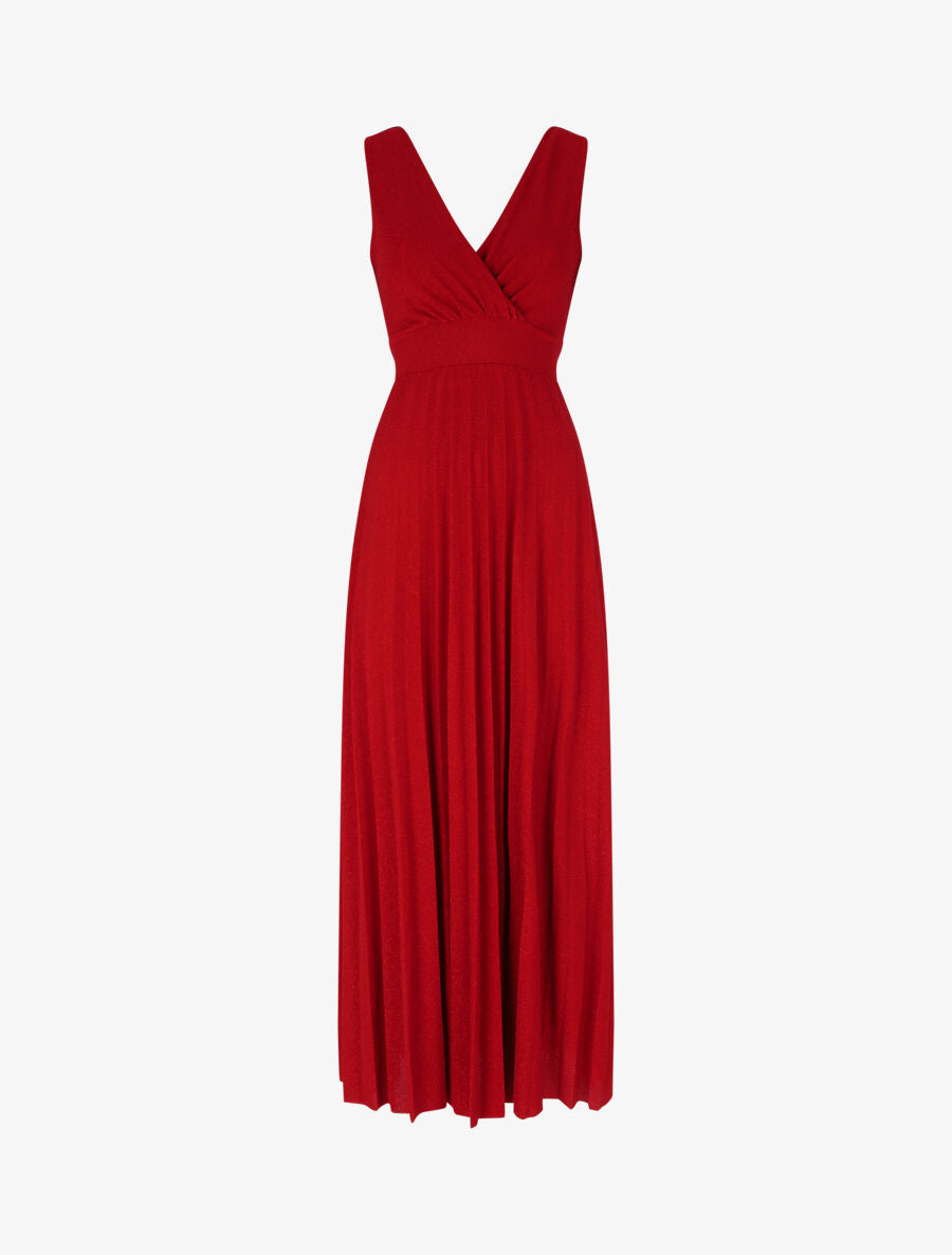 Robe longue irisée effet plissé - Rouge - 5