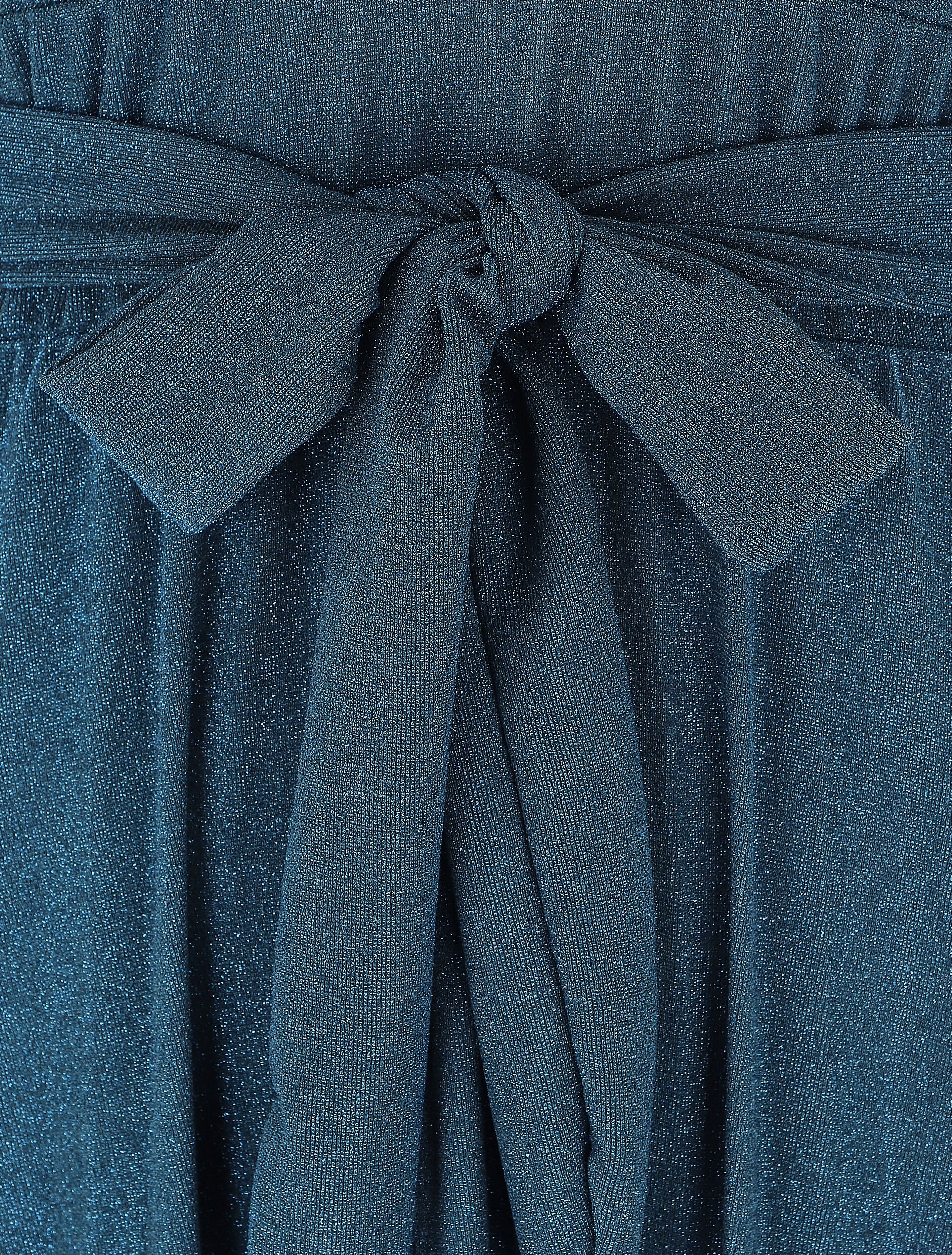 Robe longue irisée effet plissé - Bleu canard - 3