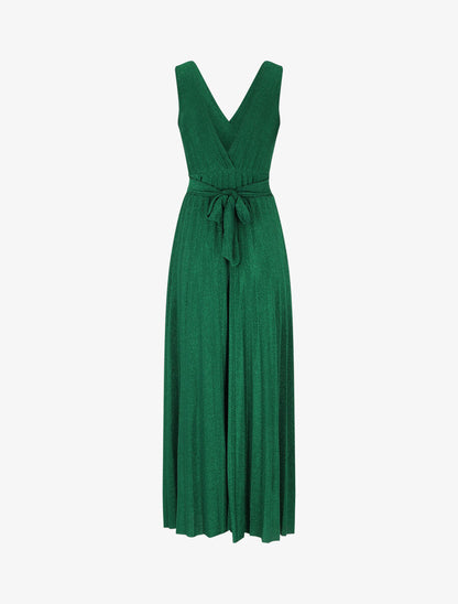 Robe longue irisée effet plissé - Vert - 2