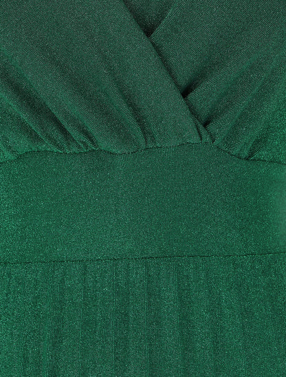Robe longue irisée effet plissé - Vert - 3