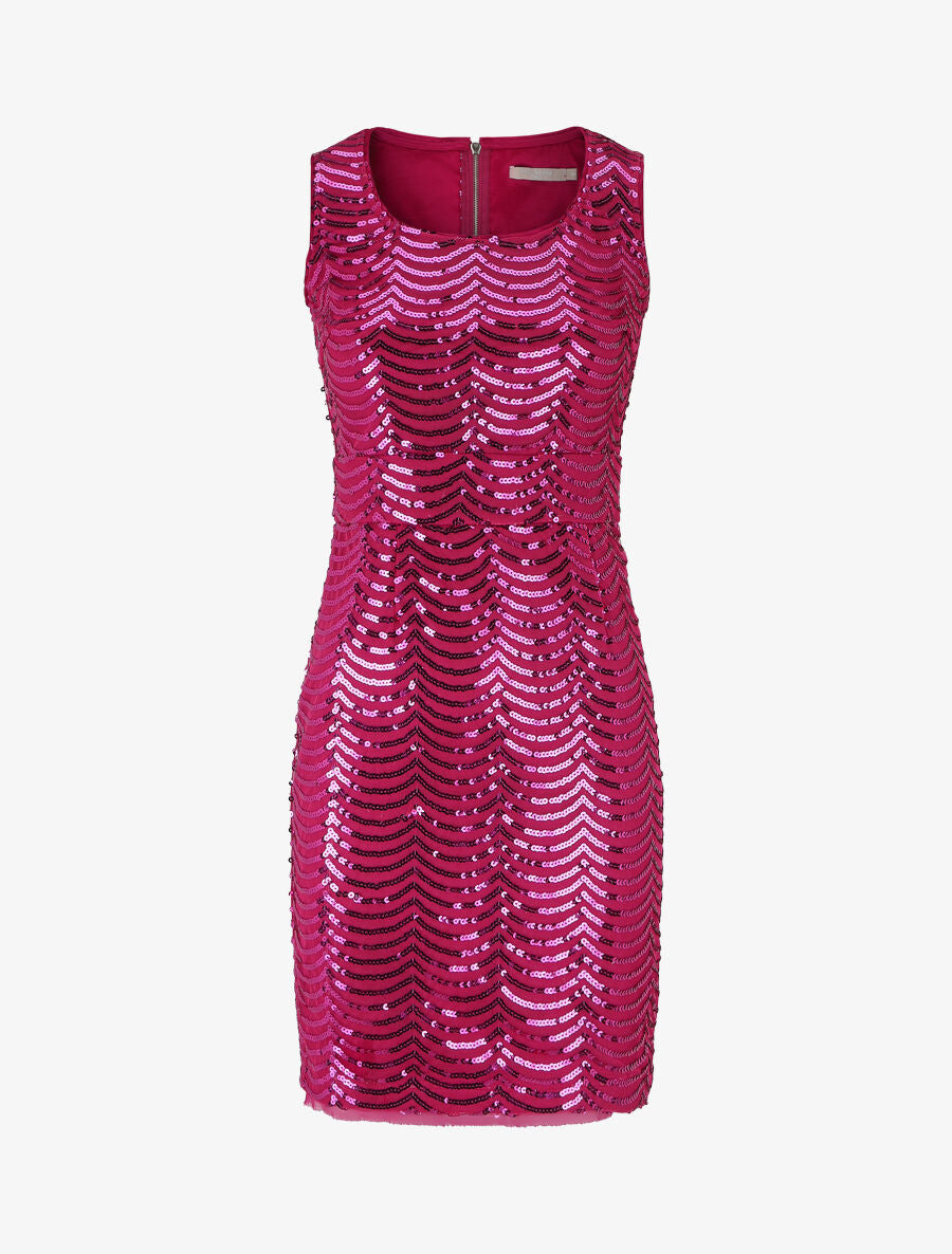 Robe mi-longue à sequins coupe moulante - Fushia - 5
