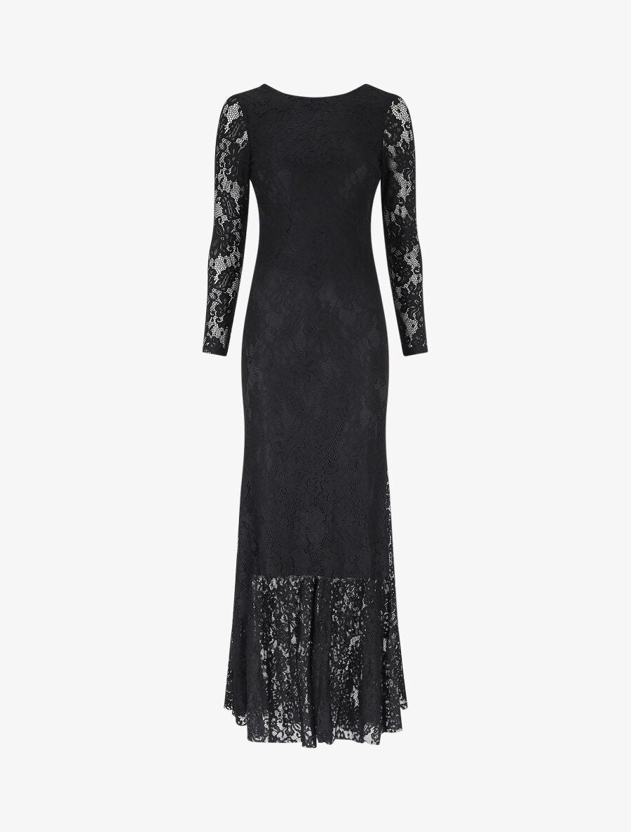 Robe dos nu en dentelle - Noir - 5