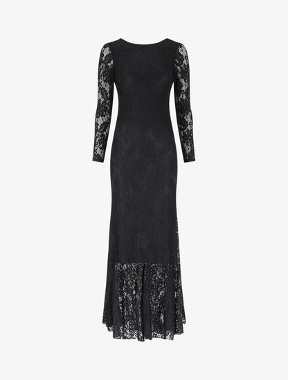 Robe dos nu en dentelle - Noir - 5