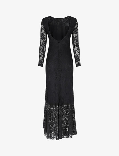 Robe dos nu en dentelle - Noir - 2