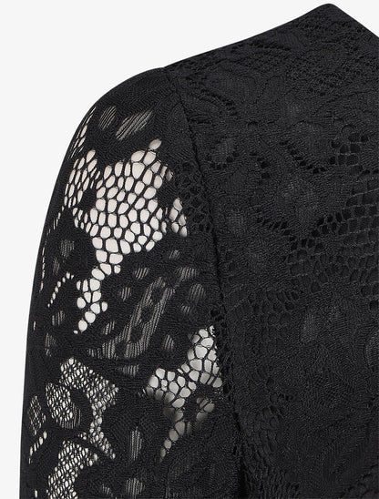 Robe dos nu en dentelle - Noir - 3
