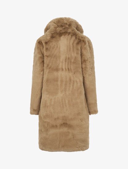 Manteau long en fausse fourrure - Camel - 2