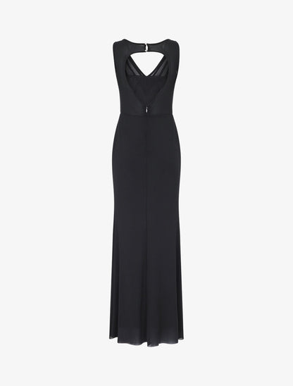 Robe de soirée unie incrustée de pierres - Noir - 2