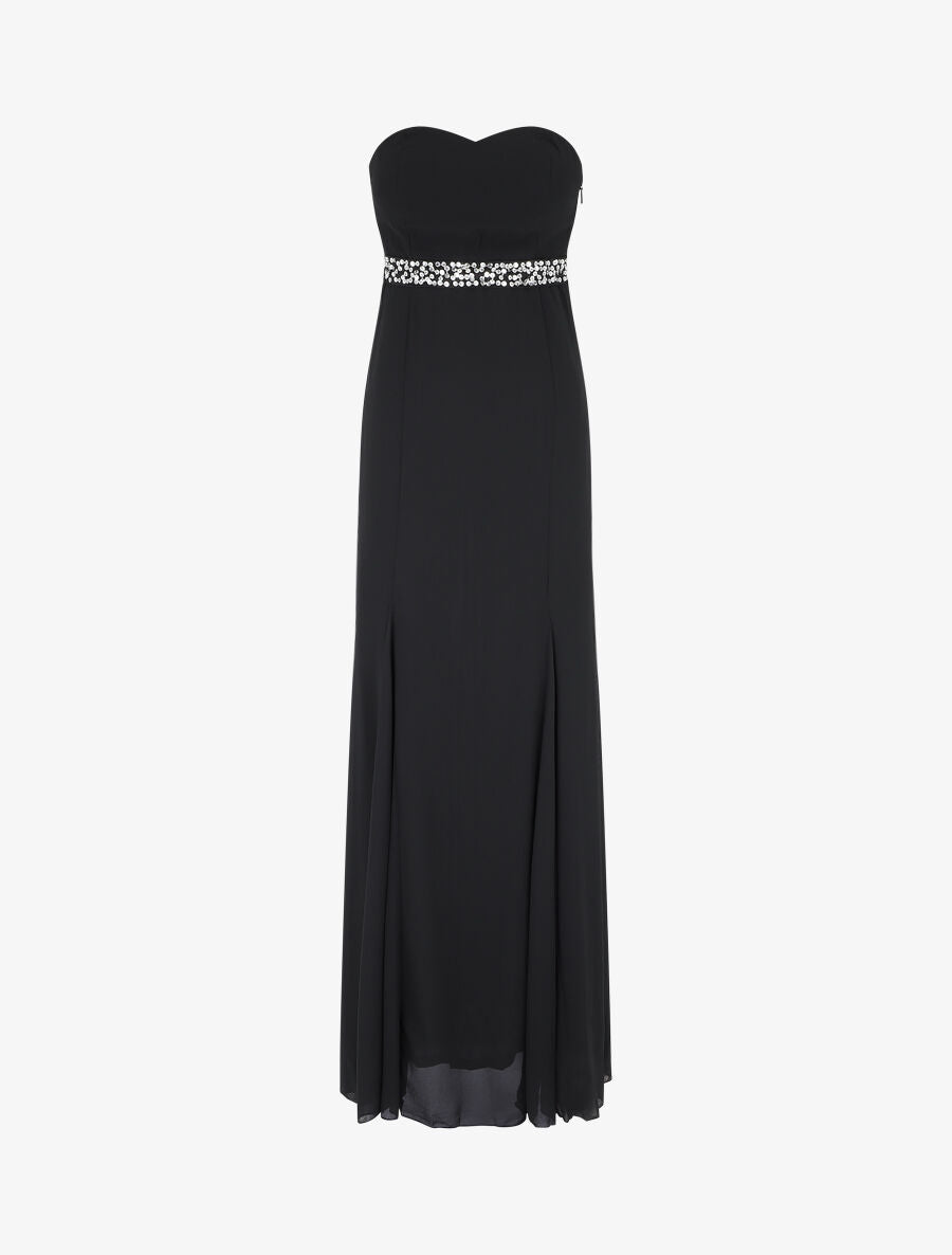 Robe bustier évasée à sequins - Noir - 1