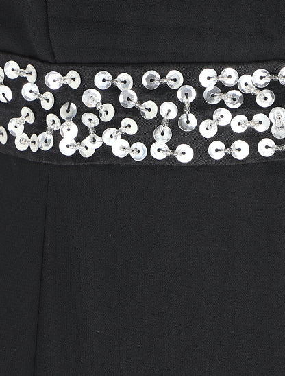 Robe bustier évasée à sequins - Noir - 3