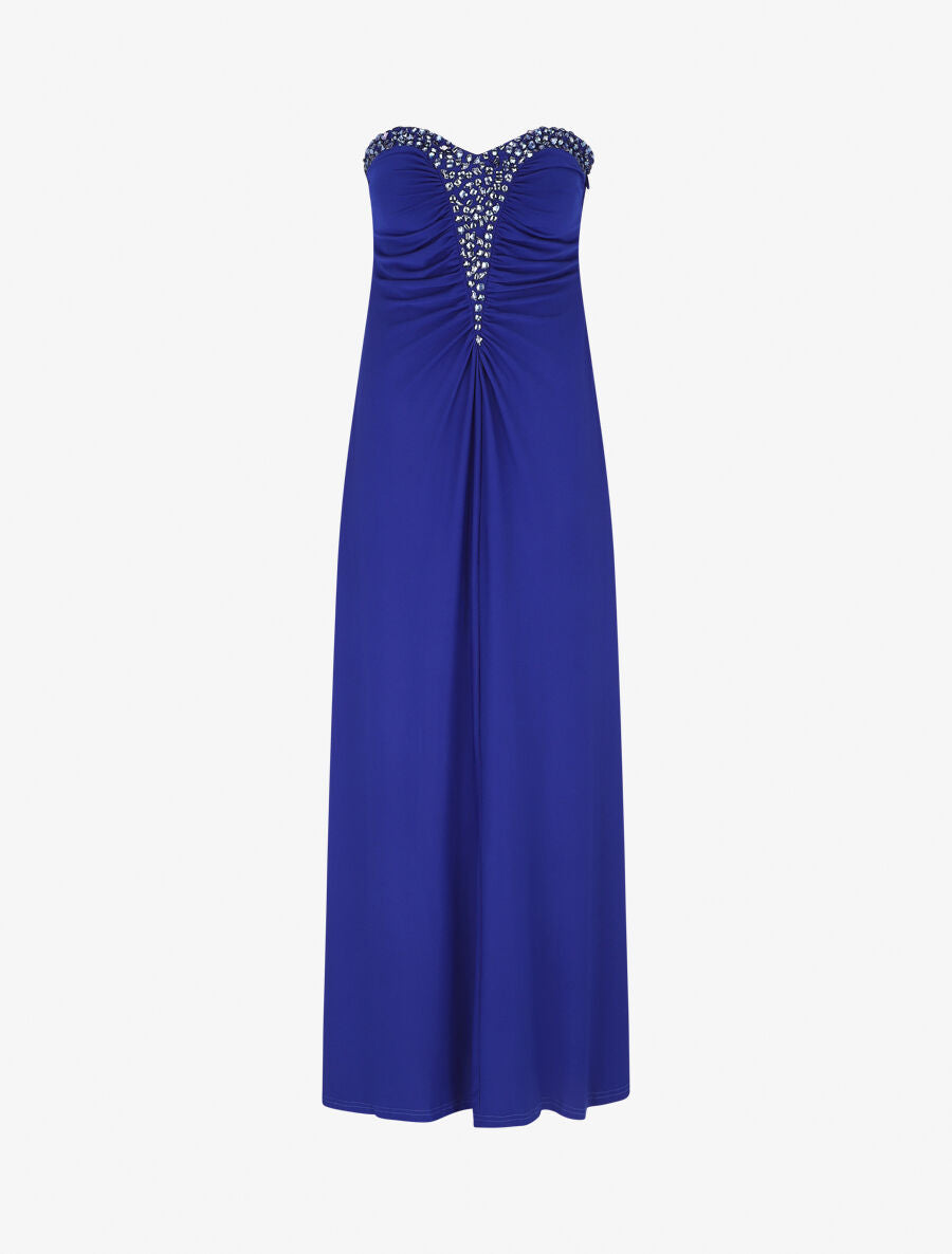 Robe bustier évasée incrustée de pierres - Bleu roi - 5