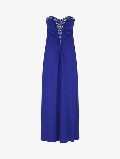 Robe bustier évasée incrustée de pierres - Bleu roi - 5