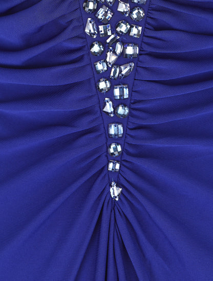 Robe bustier évasée incrustée de pierres - Bleu roi - 3