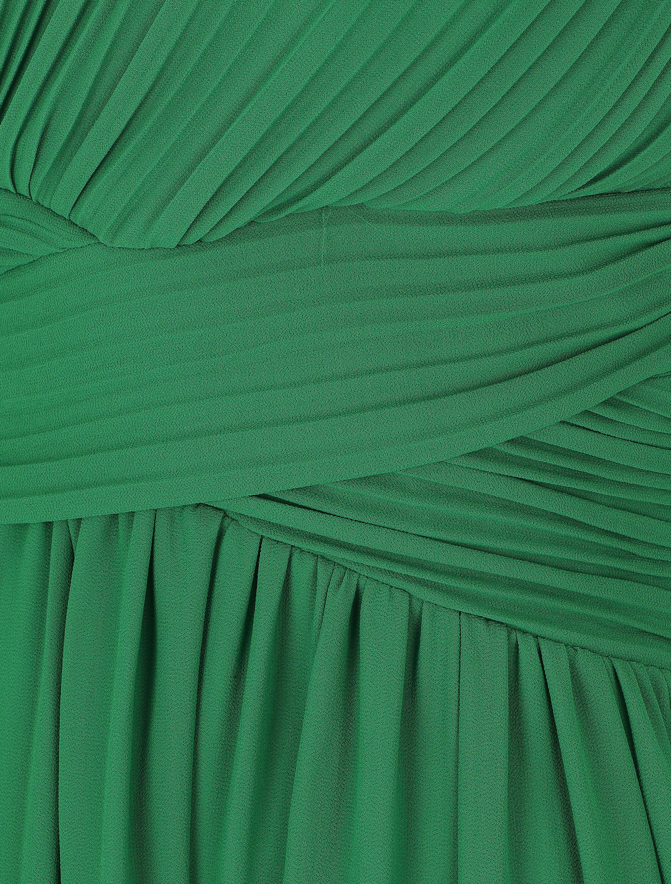 Robe unie col cache-coeur plissé - Vert - 3