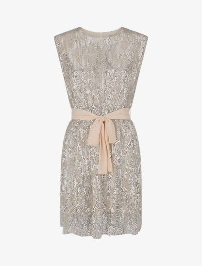 Robe sans manches à sequins - Beige - 1