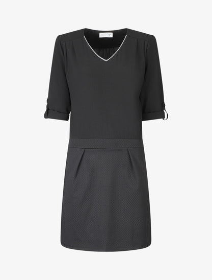 Robe droite bi-matière - Noir - 1