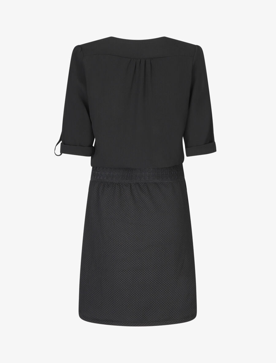 Robe droite bi-matière - Noir - 2