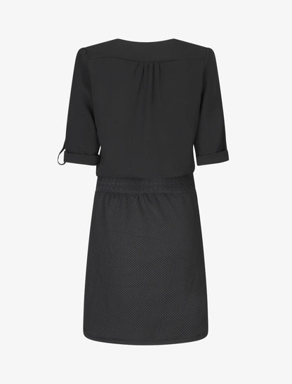 Robe droite bi-matière - Noir - 2