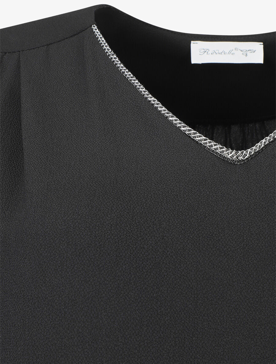 Robe droite bi-matière - Noir - 3