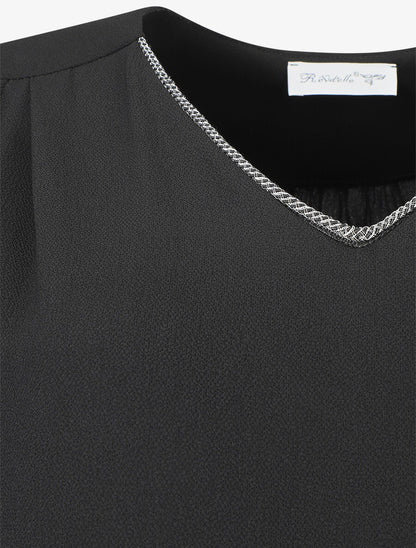 Robe droite bi-matière - Noir - 3