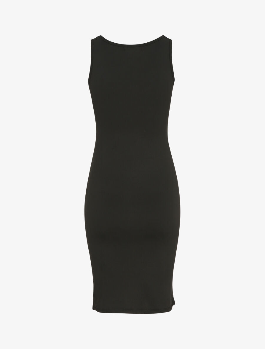 Robe mi-longue strech uni - Noir - 2