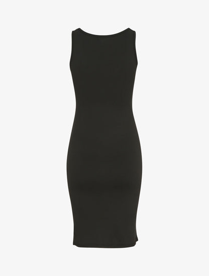 Robe mi-longue strech uni - Noir - 2