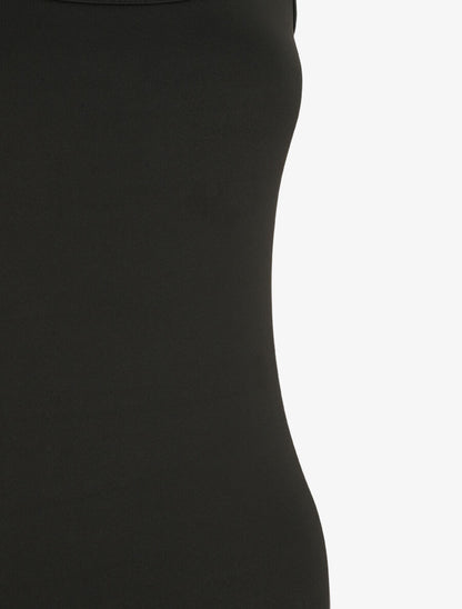 Robe mi-longue strech uni - Noir - 3