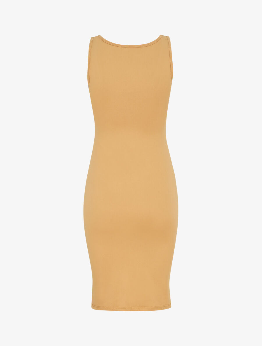 Robe mi-longue strech uni - Camel - 2