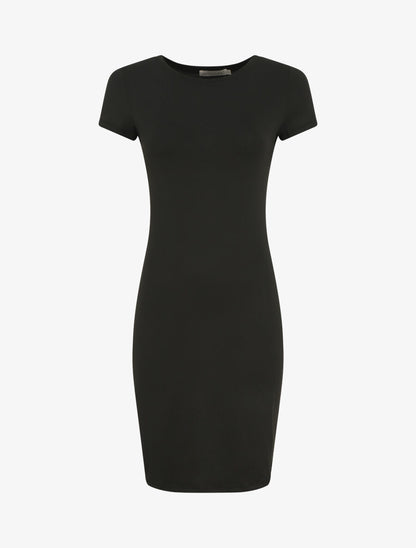 Robe mi-longue à manches courtes - Noir - 4