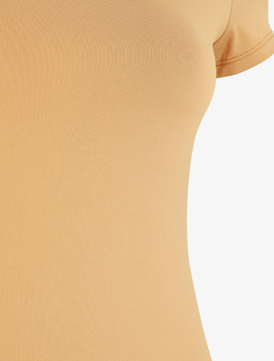 Robe mi-longue à manches courtes - Camel - 3