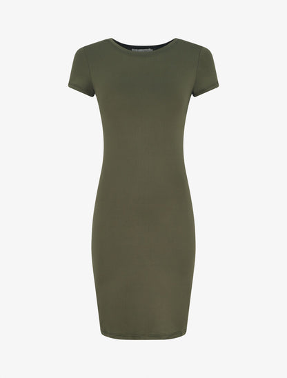 Robe mi-longue à manches courtes - Kaki - 5