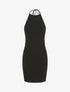 Robe unie côtélé à dos-nu - Noir - 1