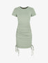 Robe mi-longue unie côtelée à liens de serrage - Vert d&