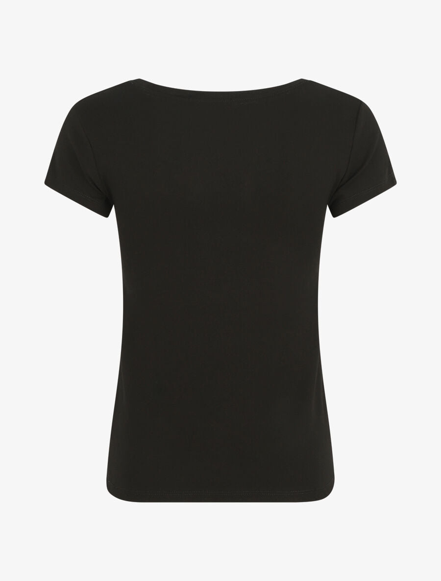 T-shirt droit manches courtes motif coeur - Noir - 2