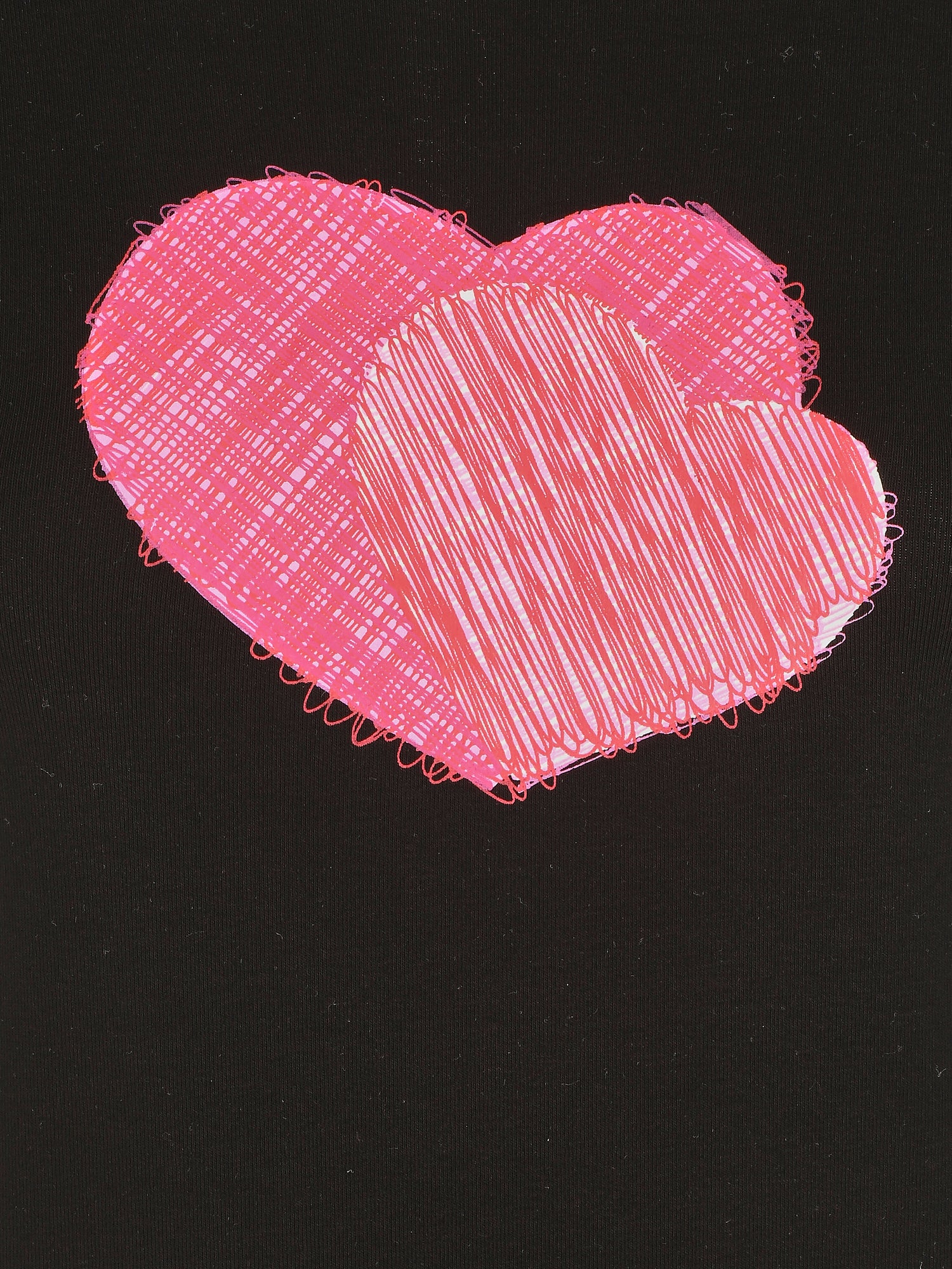 T-shirt droit manches courtes motif coeur - Noir - 3